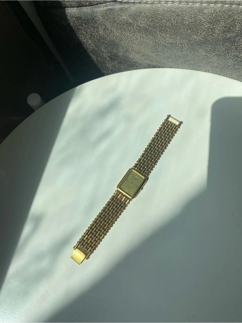 New Battery! Jean Herber Paris Women's Gold-Tone Rectangular Bracelet Watch